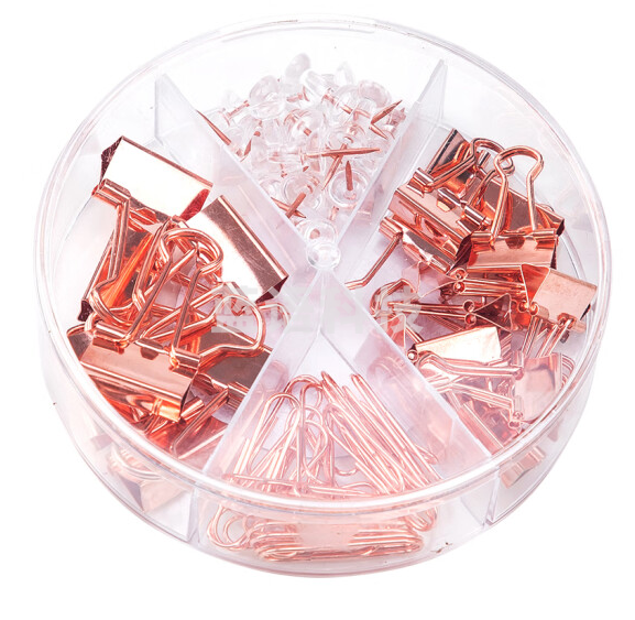 得力78553办公夹子组合(玫瑰金)