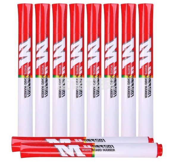 晨光(M&G)文具 易擦办公会议单头可擦粗头白板笔S01纤维笔头AWMY2201 红色 10支/盒