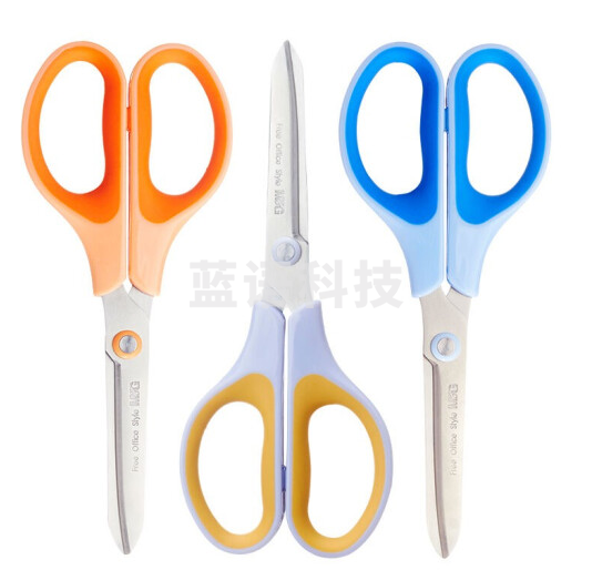 晨光(M&G)3D防粘剪刀 学生办公剪刀ASS91415 蓝黄橘颜色随机 一包12个装