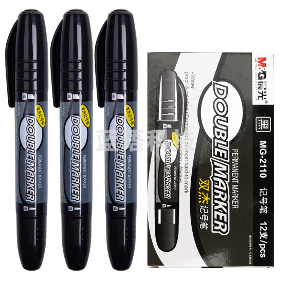 晨光(M&G)文具红色双头粗杆记号笔 油性马克笔标记大头笔 12支/盒MG2110