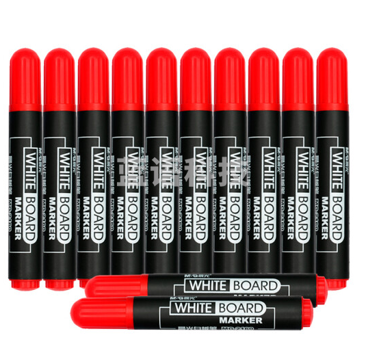 晨光(M&G)MG2160 文具红色可擦白板笔 单头办公会议笔 易擦物流记号笔 12支/盒MG2160