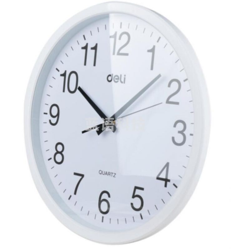 得力(deli)时尚简约挂钟 客厅办公通用时钟 办公用品 白色