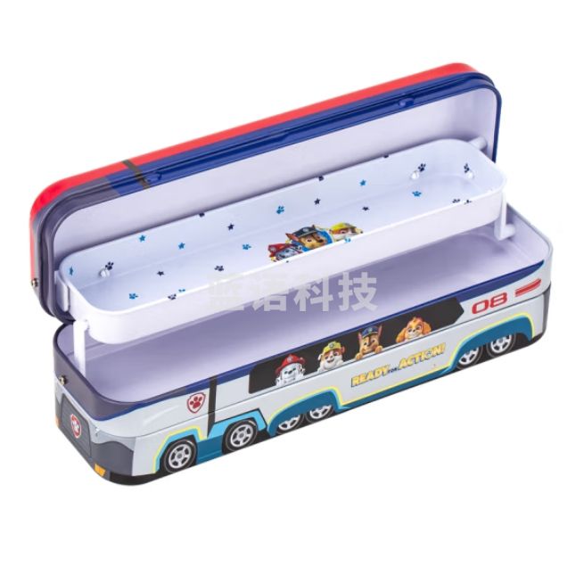 得力70854A大巴车文具盒三层可折叠铅笔盒