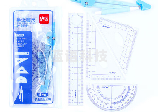 得力 9598 学生套尺直尺 190ｘ92mm5pcs (单位:套) 透明