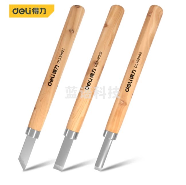 得力 雕刻刀3件套 榉木柄 手工刀雕刻笔 DL359003