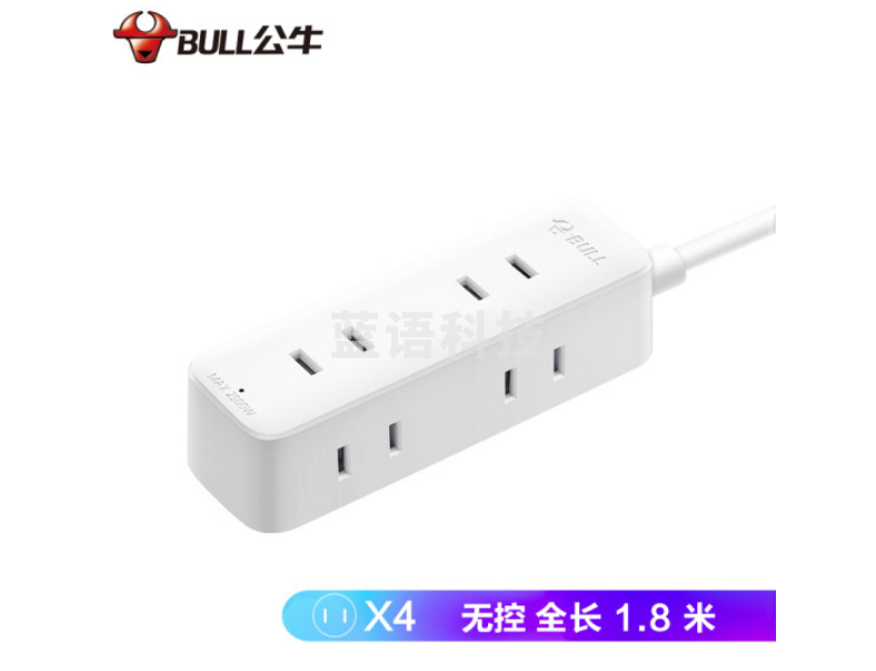 公牛（BULL）GN-A140新国标插座 4位无开关1.8米