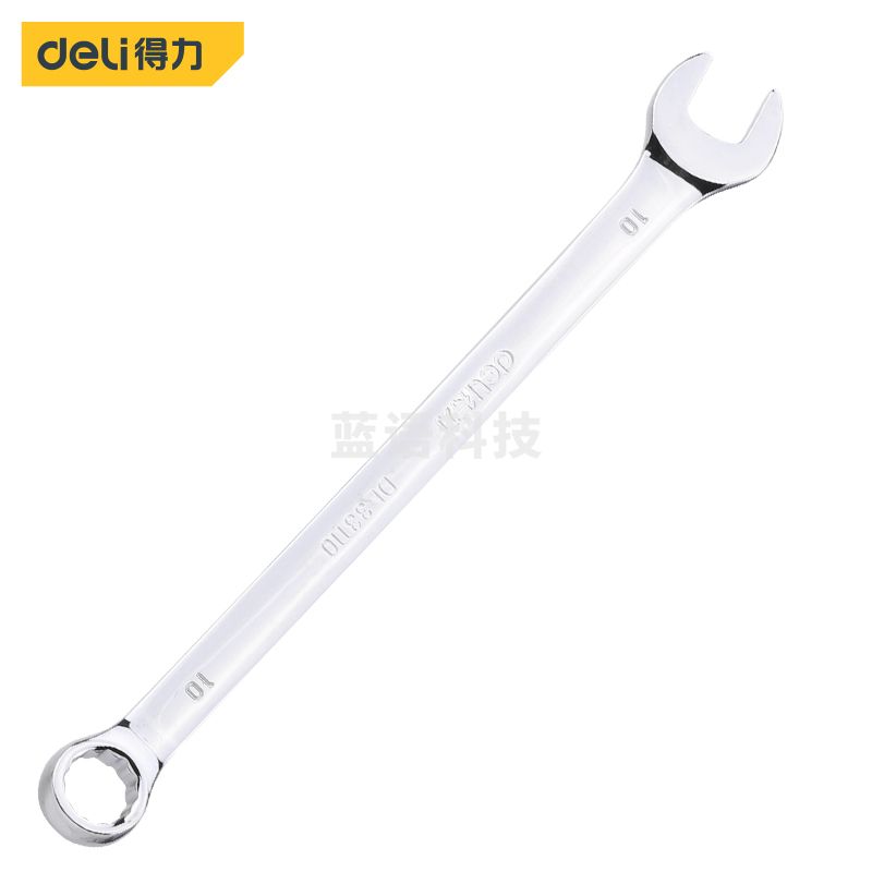 得力DL33110 10mm两用扳手梅花开口板手镜面抛光梅开呆扳手五金汽修工具