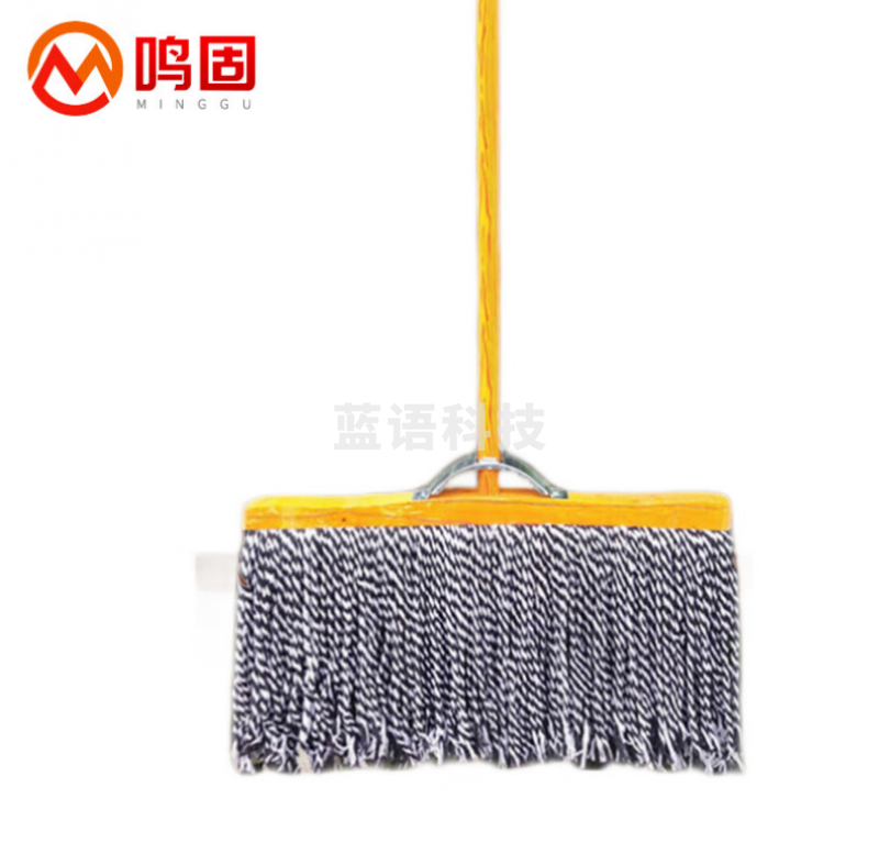 鸣固  平板拖把 老式木杆棉线墩布 商用棉纱瓷砖拖水地拖普通尘推拖把 木柄木质头80cm宽  货号：GD