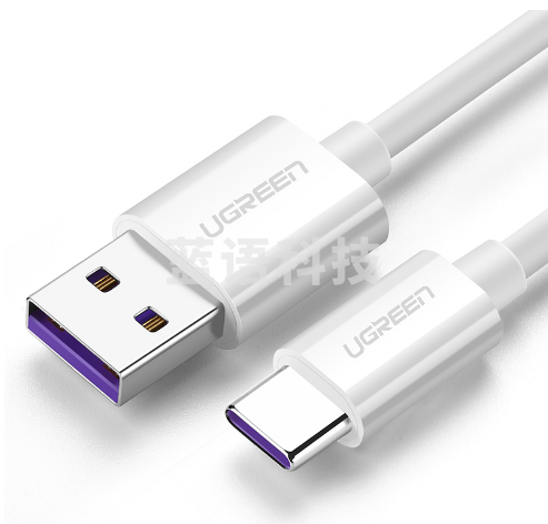 绿联 Type-C数据线 5A超级快充充电线 安卓USB-C转接头 通用华为P30/Mate10/20小米9/8荣耀V20手机1米40888白