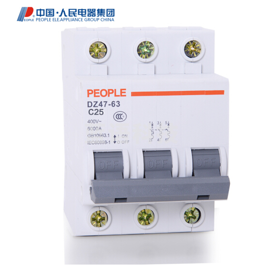 人民电器DZ47-63/3P(25A)断路器空气开关