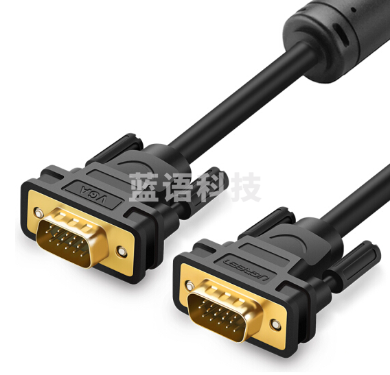 绿联 VGA线3+9工程级 公对公投影仪线 电脑显示器连接线 笔记本电视高清视频线延长线 黑色圆线 5米（11632）