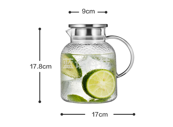 佳佰1750ml冷水壶凉水壶 冷热两用玻璃壶