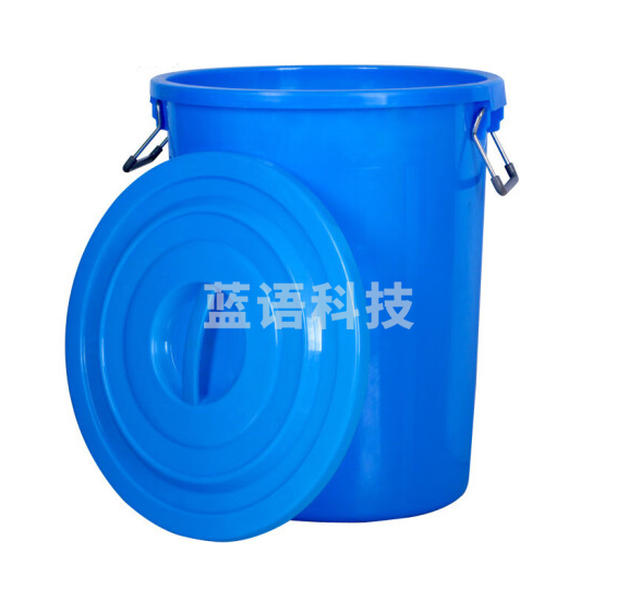 大垃圾桶 圆形储水桶 加厚塑料垃圾桶  100L蓝色带盖  货号：JC