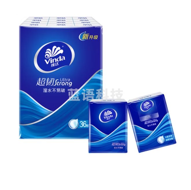 维达 超韧手帕纸4层8张36包 便携小包纸巾