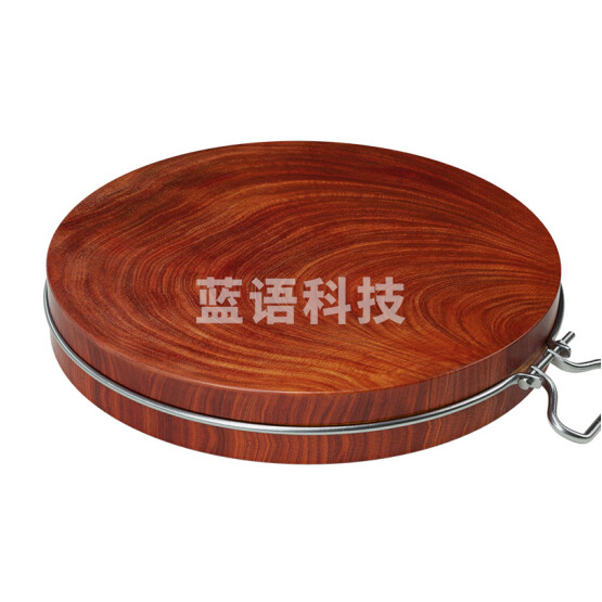 正宗红铁木砧板  菜墩圆形刀板 红铁木钢圈款 46*5cm  货号：JC
