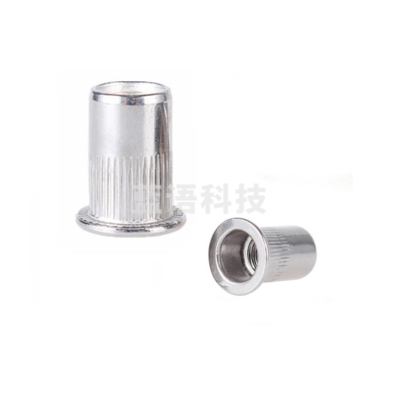 304不锈钢平头滚花拉铆螺母  平头柱纹铆螺帽 M8 (20只装)