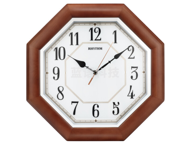 丽声(RHYTHM)挂钟CMG912NR06办公室静音石英钟34cm八方实木