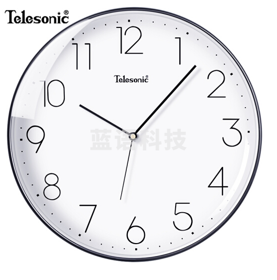 天王星Q0736-2 钟表挂钟客厅时钟家用14英寸时尚简约挂墙表创意静音石英钟 黑色