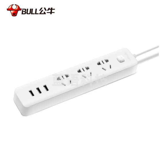 公牛（BULL）新国标USB插座 插线板/插排/排插/ 3usb接口 3孔全长3米带保护门 GN-B403U