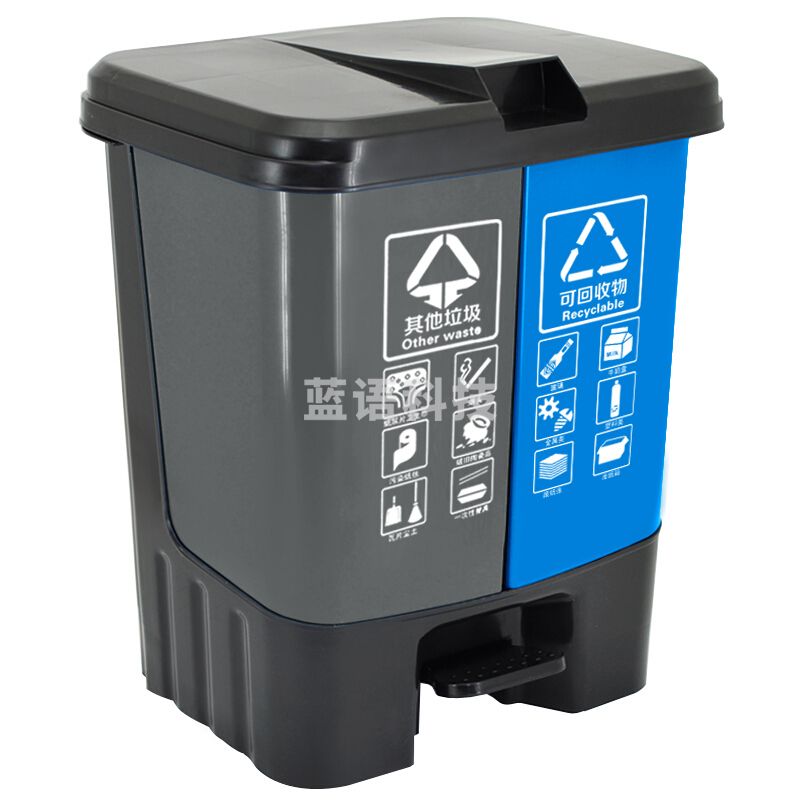 双牌  60L双桶 塑料内胆垃圾桶 800*400*950mm 蓝灰色 （计价单位：组）