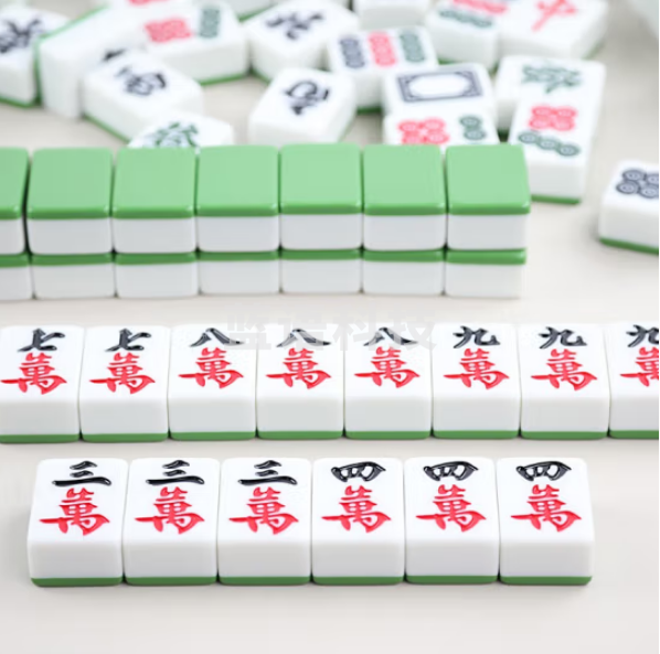 尚客诚品 麻将牌42mm手搓一级正品高档家用竹丝大号绿色(图案随机)铝箱装