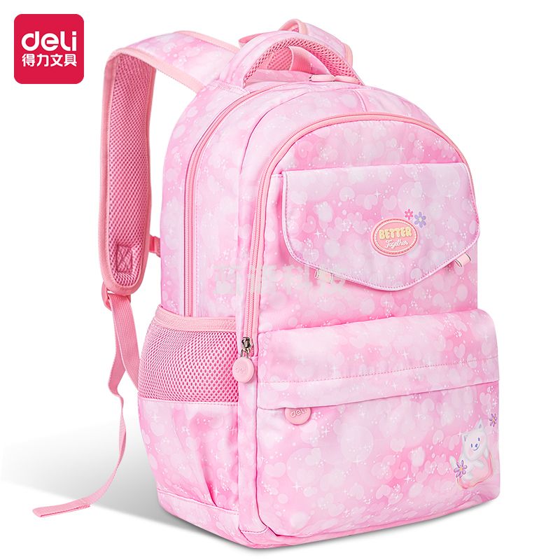 得力BB106 超轻面料梦幻女生卡通2210系列粉学生书包(粉)(个)