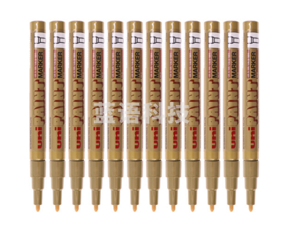 三菱（Uni）PX-21 小字油漆笔 0.8-1.2mm工业记号笔物流笔（可用于汽车补漆）金色12支装