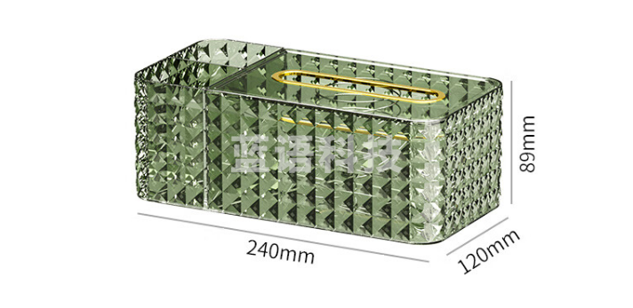 金隆兴8886纸巾盒 抽纸盒 收纳盒 钻石纹墨绿金