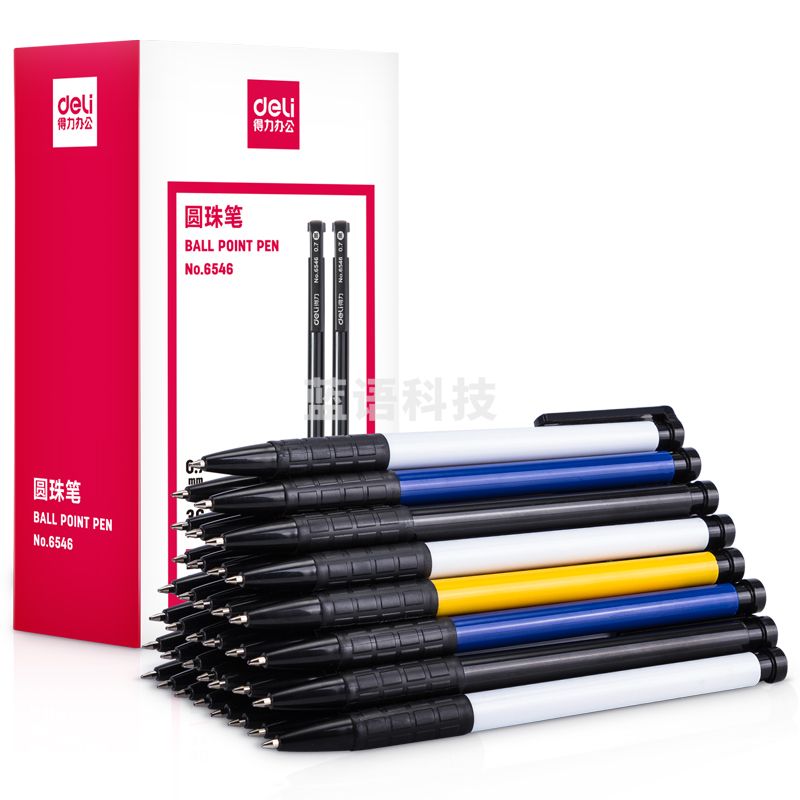 得力6546圆珠笔0.7mm子弹头(黑)(36支/盒)