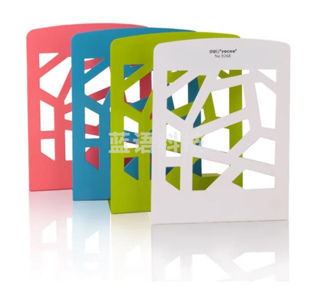 得力(deli)9268 书立彩之窗铁书立(浅红)(2片/付)