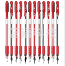 得力6601中性笔0.5mm半针管(红色)(12支/盒)