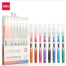 得力S855直液走珠笔(混色)(8支/盒)
