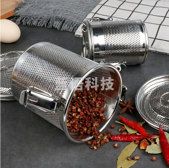不锈钢卤水篮 冲孔调料篮  调料盒 高约14cm  直径约13.5cm