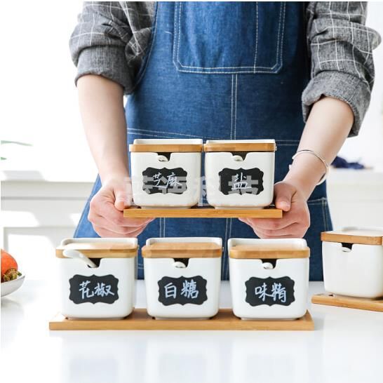 日式创意陶瓷调味罐  厨房家用调味瓶套装 三个装