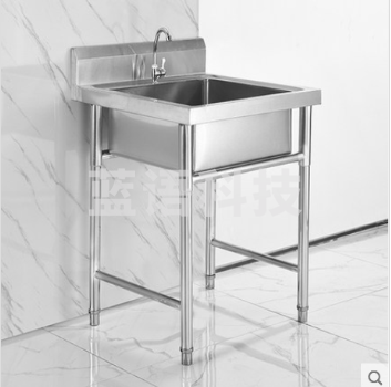 商用304不锈钢单眼水槽定做水池食堂酒店水池 带龙头600*600*800 材质1.0厚