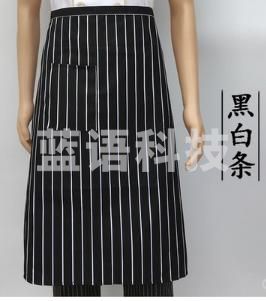 厨师服围裙半身厨房围腰条纹防污围裙  长度约70cm