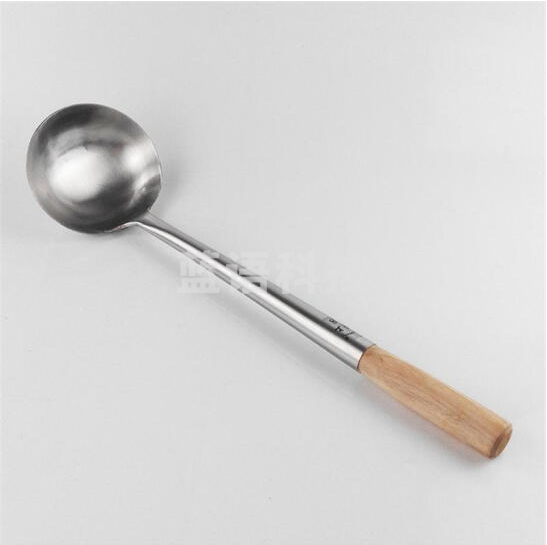 不锈钢炒菜勺 木把勺