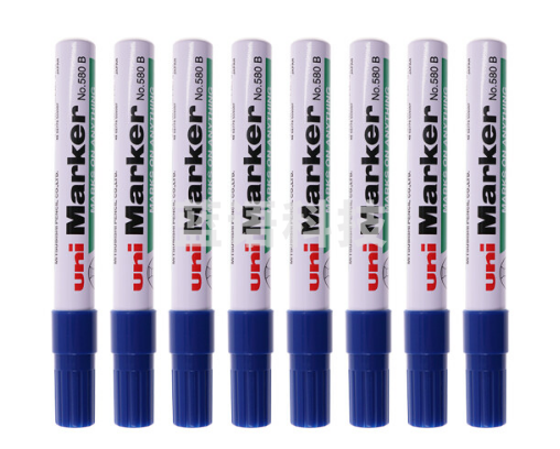三菱(Uni)单头油性记号笔马克笔 斜头方嘴大头笔 580B 蓝色12支装