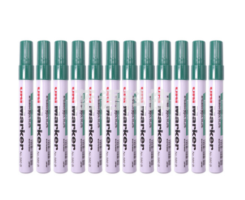 三菱(Uni)单头油性记号笔马克笔 斜头方嘴大头笔 580B 绿色12支装