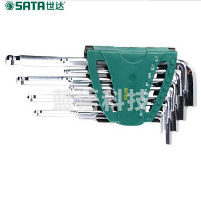 世达(SATA)12件英制加长球头内六角扳手组套货号09106