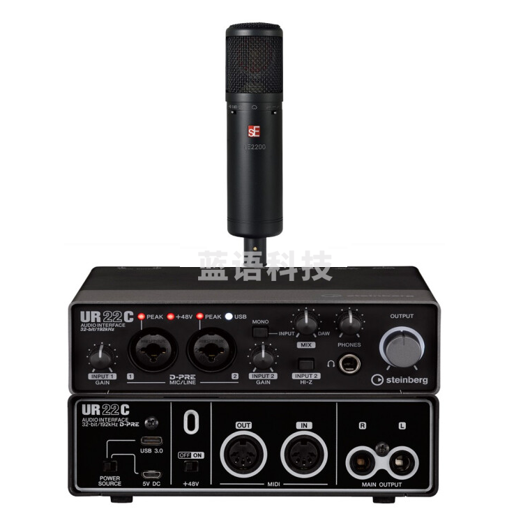 雅马哈（YAMAHA） 录音声卡UR22C 专业录音配音  UR22C搭配SE 2200话筒套装 货号：JC