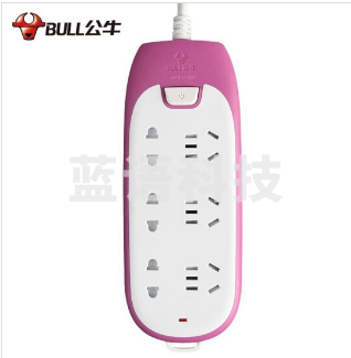 公牛(BULL)/GN-W1120/插座炫彩插排/1.8米拖线板(玫红色)