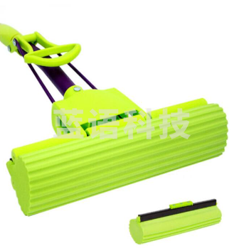 妙洁(MIAOJIE)海绵拖把 家用办公室吸水墩布懒人免手洗自动胶棉托地板挤水式清洁伸缩长杆工具刮水神器 共2个替换头