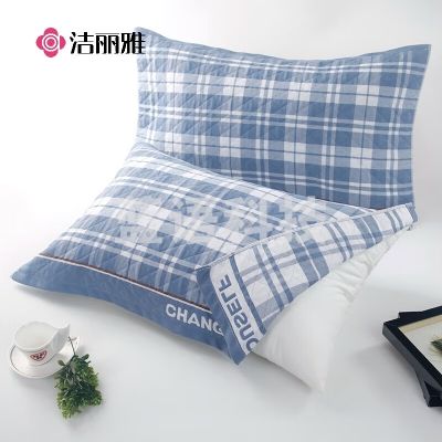 洁丽雅(Grace)三层纱布枕头巾 加大加厚吸湿透气枕巾 格律-蓝78*52cm