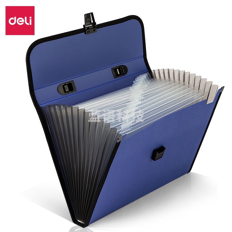 得力5232 A4/13格风琴包(单位：个)蓝