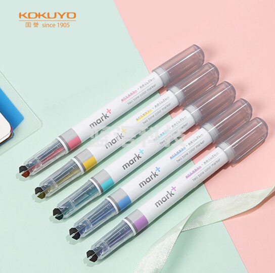 国誉(KOKUYO)PM-MT101GMmark+双头马克笔灰色系双头荧光笔 绿色/灰色 1支装