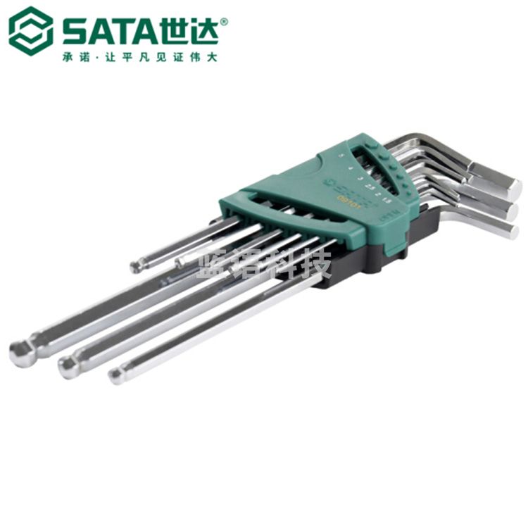 世达（SATA)    09101	9件特长球头内六角扳手组套