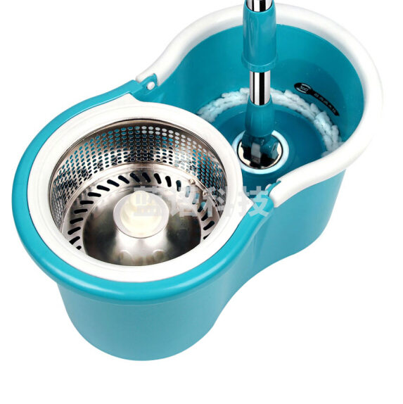 雅高  蓝色双驱动旋转不锈钢拖把桶