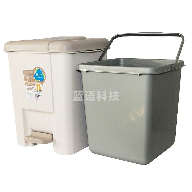 茶花1503方型脚踏垃圾桶11L\30.5*26*33cm(个)