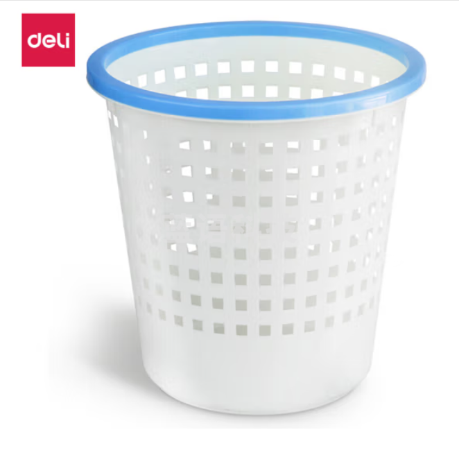 得力 纸篓 Ф285mm (11.5L) 圆形压圈纸篓 办公垃圾桶 9554 蓝色